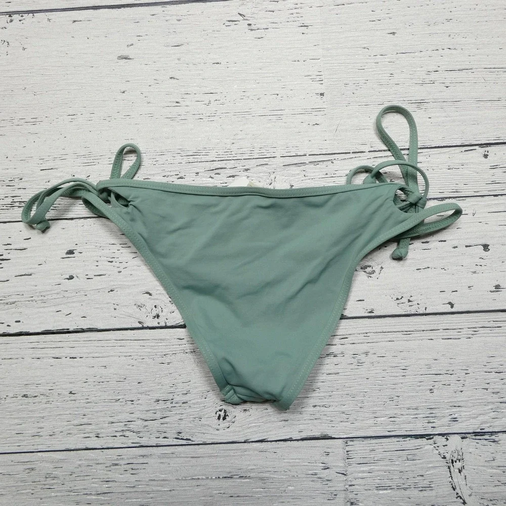L Space Bikini Bottom Womens Extra Small‎ Green Tie Side Swimwear Made in USA XS